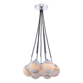 Elpis 7 Light Cluster Pendant Polished Chrome Planet Glass Dar Lighting